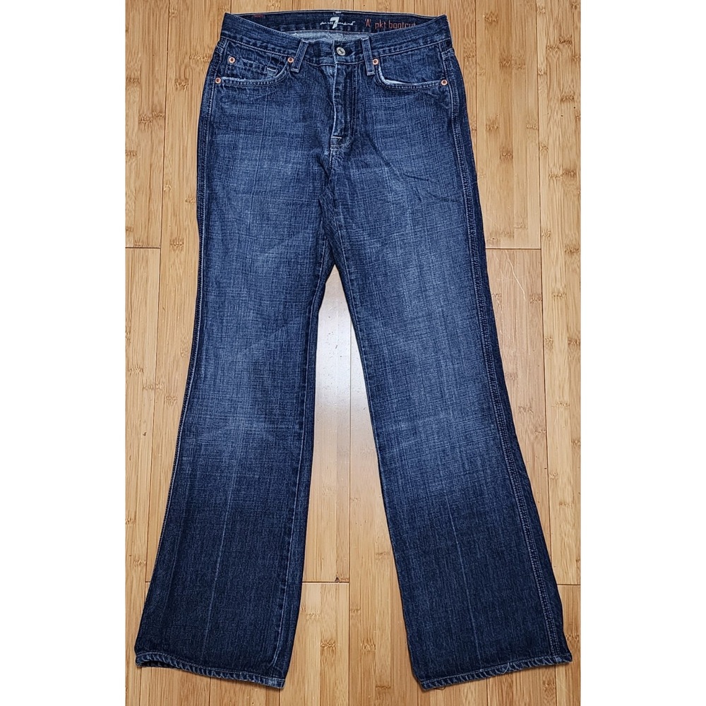 7 For All Mankind Jeans Womens 28 Blue 'A' Pkt Bootcut Stretch Denim Medium Wash